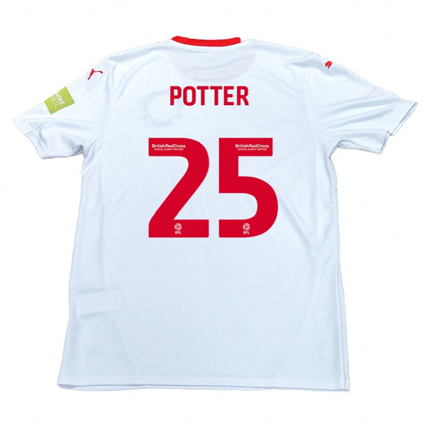 Danxen Mænd Finley Potter #25 Hvid Udebane Spillertrøjer 2024/25 Trøje T-Shirt