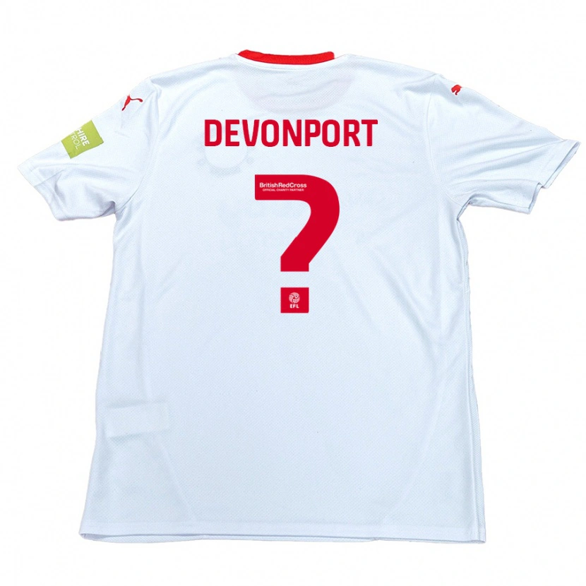 Danxen Mænd Owen Devonport #0 Hvid Udebane Spillertrøjer 2024/25 Trøje T-Shirt
