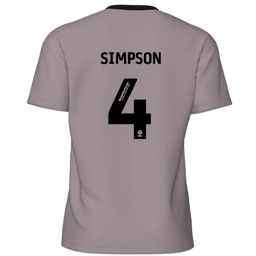 Danxen Mænd Jack Simpson #4 Grå Udebane Spillertrøjer 2024/25 Trøje T-Shirt