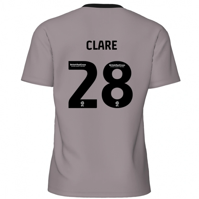 Danxen Mænd Sean Clare #28 Grå Udebane Spillertrøjer 2024/25 Trøje T-Shirt