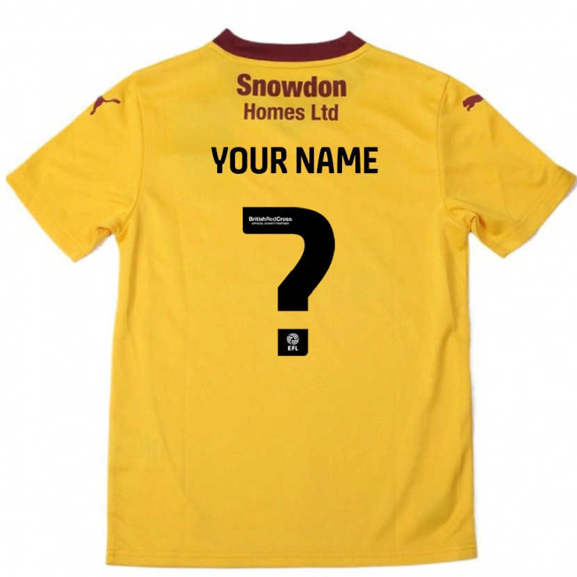 Danxen Mænd Dit Navn #0 Orange Bourgogne Udebane Spillertrøjer 2024/25 Trøje T-Shirt