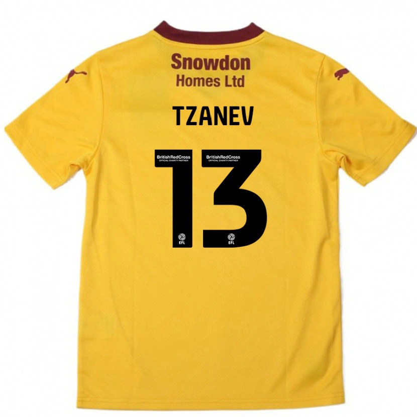 Danxen Mænd Nik Tzanev #13 Orange Bourgogne Udebane Spillertrøjer 2024/25 Trøje T-Shirt