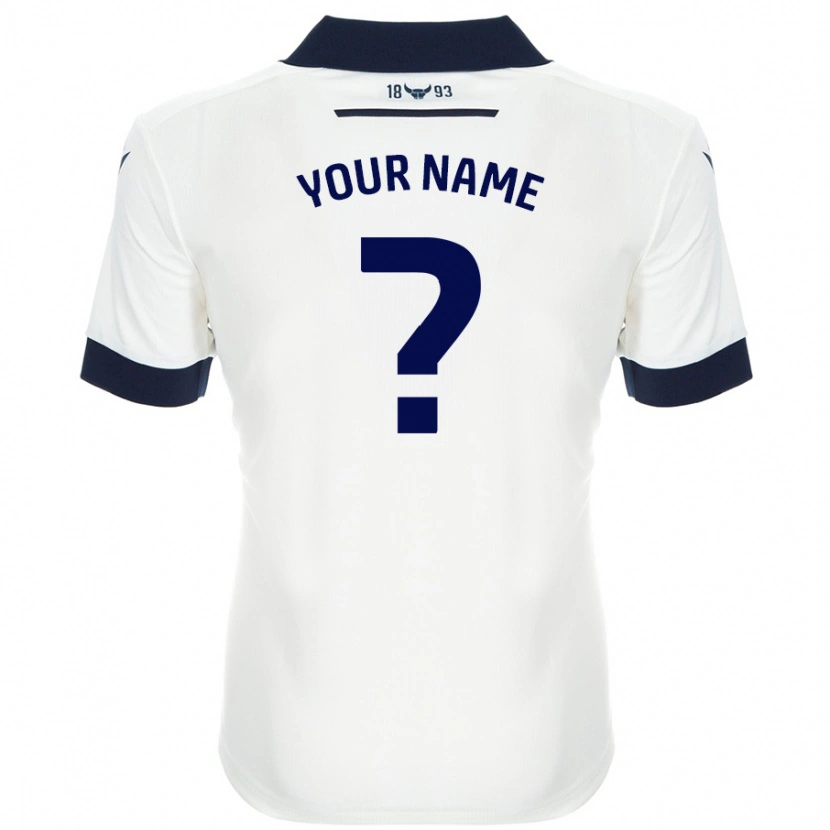 Danxen Mænd Dit Navn #0 Hvid Marineblå Udebane Spillertrøjer 2024/25 Trøje T-Shirt
