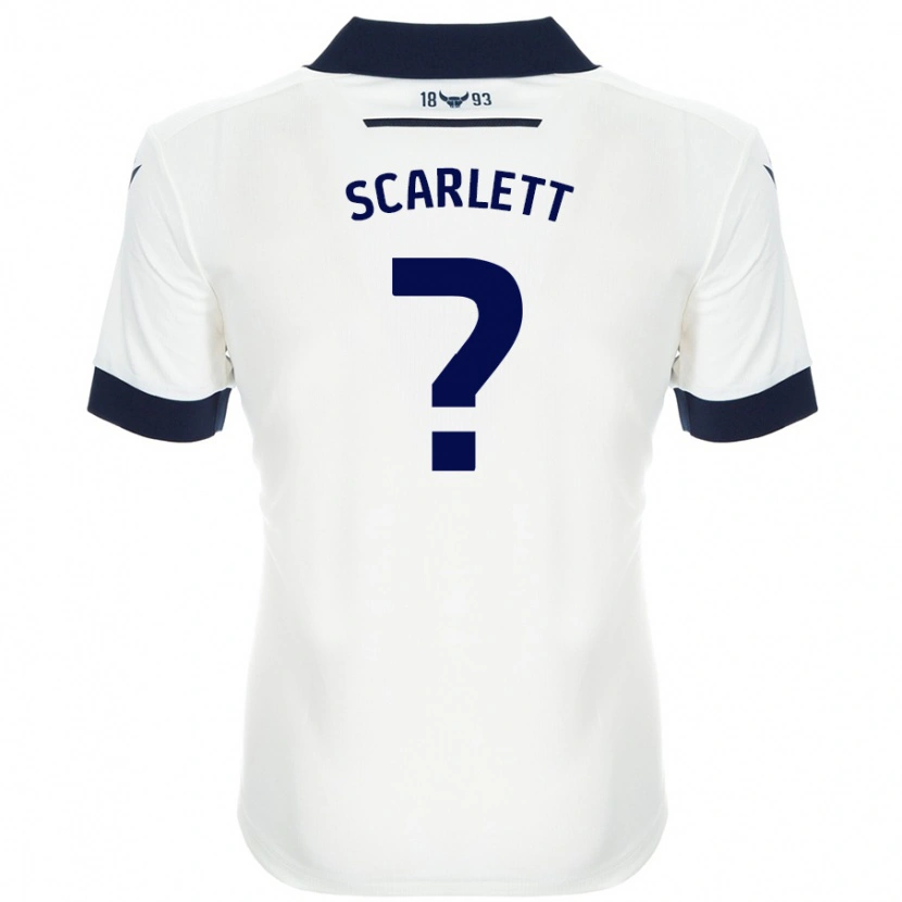 Danxen Mænd Dane Scarlett #0 Hvid Marineblå Udebane Spillertrøjer 2024/25 Trøje T-Shirt