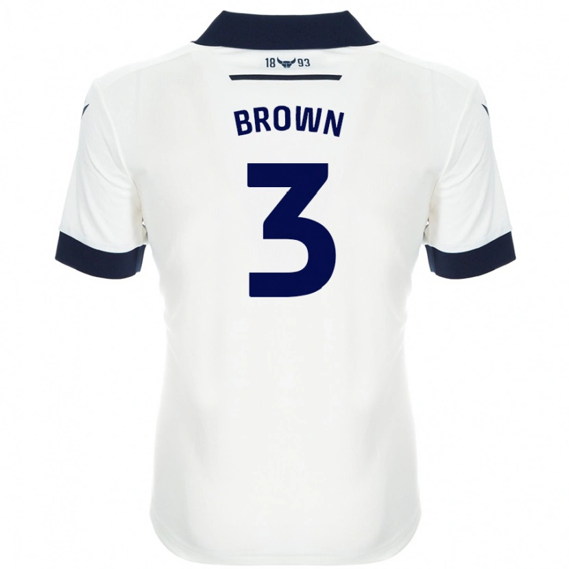 Danxen Mænd Ciaron Brown #3 Hvid Marineblå Udebane Spillertrøjer 2024/25 Trøje T-Shirt