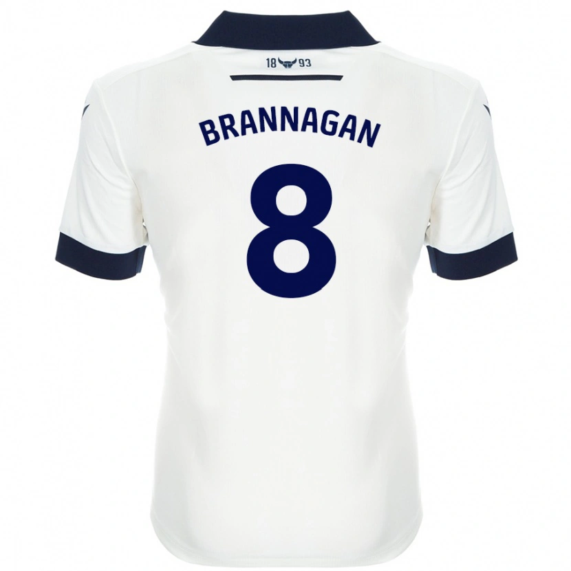 Danxen Mænd Cameron Brannagan #8 Hvid Marineblå Udebane Spillertrøjer 2024/25 Trøje T-Shirt