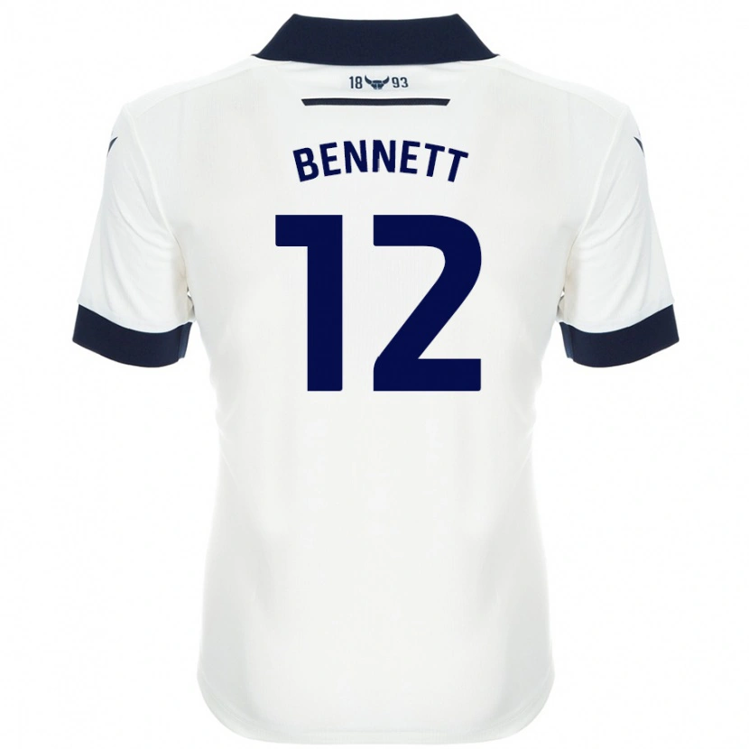 Danxen Mænd Joe Bennett #12 Hvid Marineblå Udebane Spillertrøjer 2024/25 Trøje T-Shirt