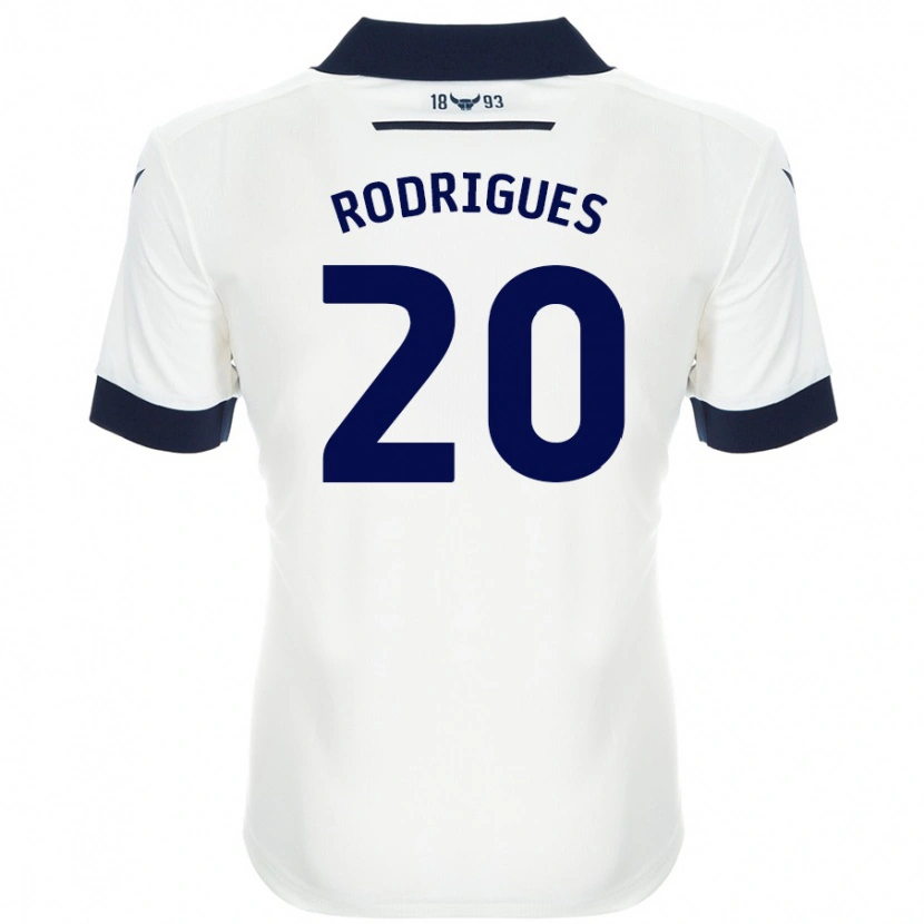 Danxen Mænd Rúben Rodrigues #20 Hvid Marineblå Udebane Spillertrøjer 2024/25 Trøje T-Shirt