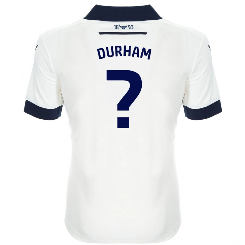 Danxen Mænd Lucy Durham #0 Hvid Marineblå Udebane Spillertrøjer 2024/25 Trøje T-Shirt