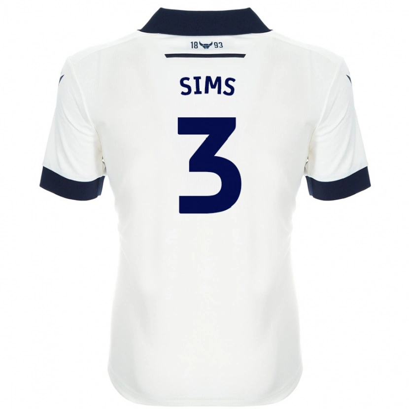Danxen Mænd Gemma Sims #3 Hvid Marineblå Udebane Spillertrøjer 2024/25 Trøje T-Shirt