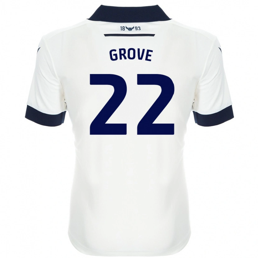 Danxen Mænd Jade Grove #22 Hvid Marineblå Udebane Spillertrøjer 2024/25 Trøje T-Shirt