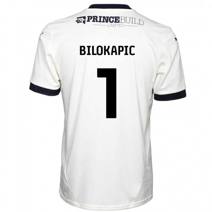 Danxen Mænd Nicholas Bilokapic #1 Råhvid Sort Udebane Spillertrøjer 2024/25 Trøje T-Shirt