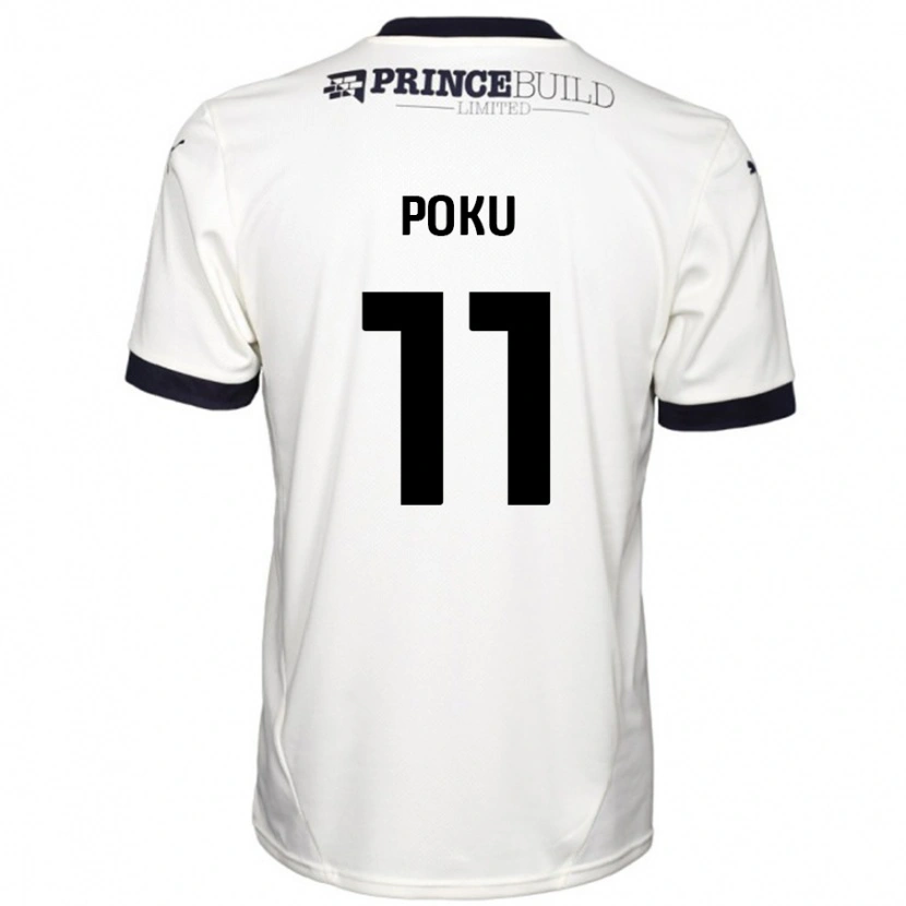 Danxen Mænd Kwame Poku #11 Råhvid Sort Udebane Spillertrøjer 2024/25 Trøje T-Shirt