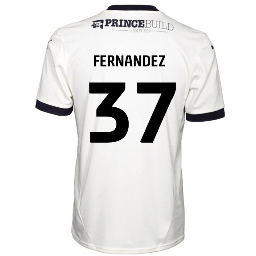 Danxen Mænd Emmanuel Fernandez #37 Råhvid Sort Udebane Spillertrøjer 2024/25 Trøje T-Shirt