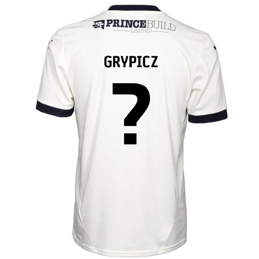 Danxen Mænd Brandon Grypicz #0 Råhvid Sort Udebane Spillertrøjer 2024/25 Trøje T-Shirt