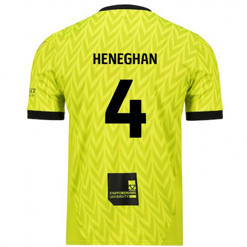 Danxen Mænd Ben Heneghan #4 Fluorescerende Grøn Udebane Spillertrøjer 2024/25 Trøje T-Shirt
