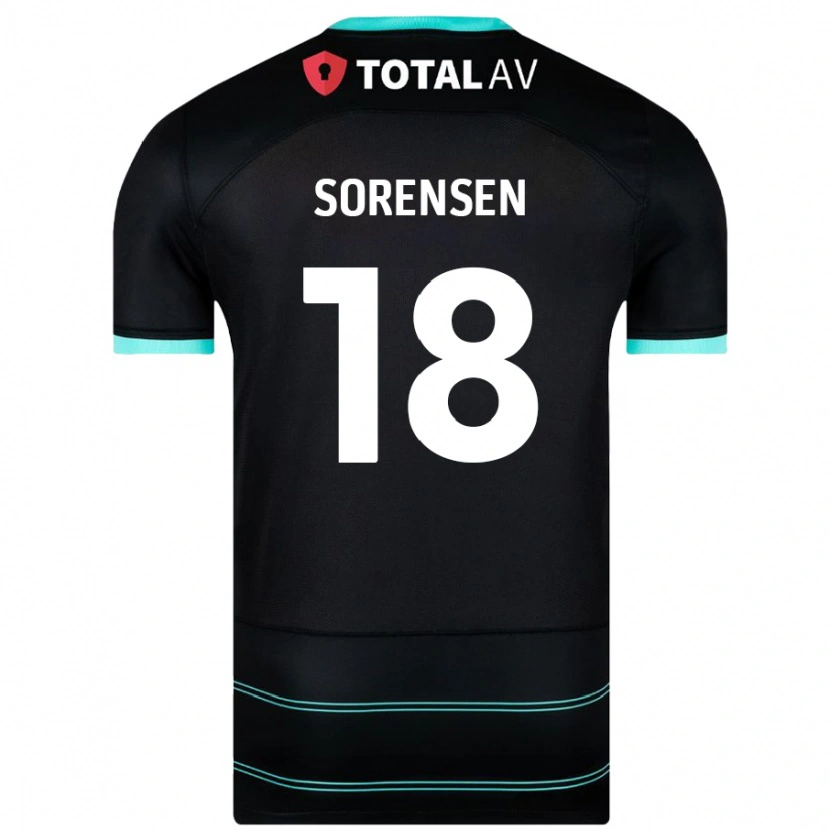 Danxen Mænd Elias Sørensen #18 Sort Udebane Spillertrøjer 2024/25 Trøje T-Shirt