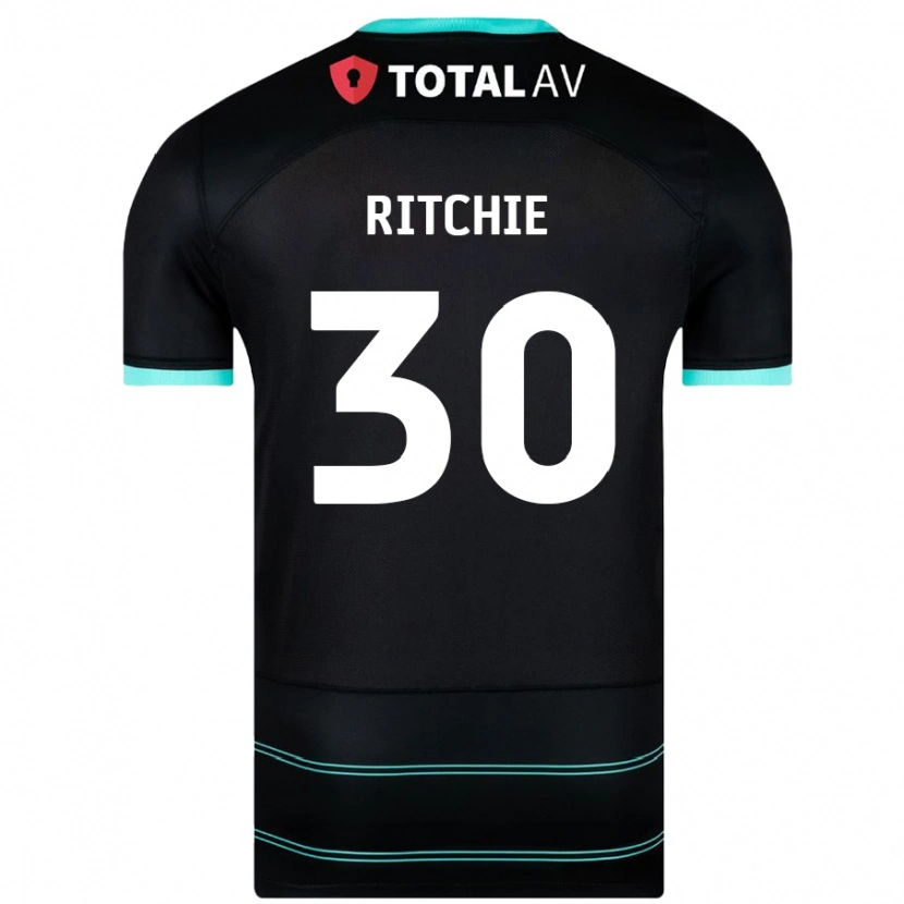 Danxen Mænd Matt Ritchie #30 Sort Udebane Spillertrøjer 2024/25 Trøje T-Shirt