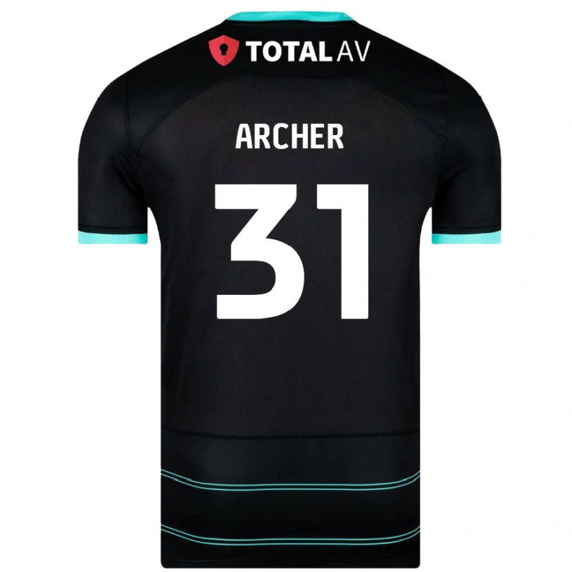 Danxen Mænd Jordan Archer #31 Sort Udebane Spillertrøjer 2024/25 Trøje T-Shirt