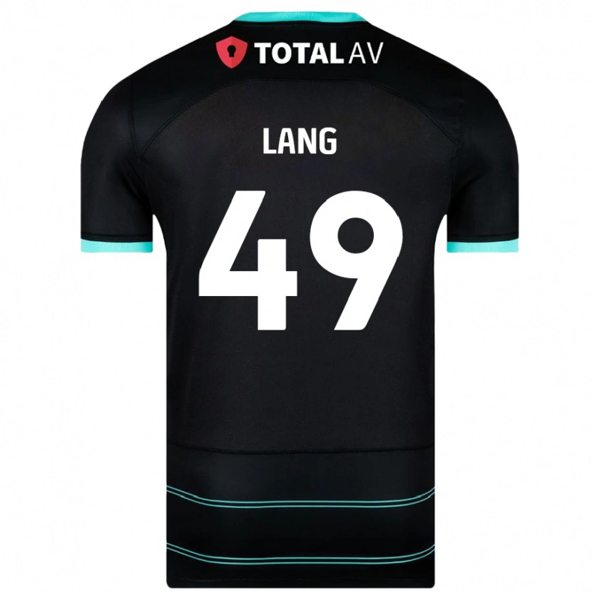 Danxen Mænd Callum Lang #49 Sort Udebane Spillertrøjer 2024/25 Trøje T-Shirt