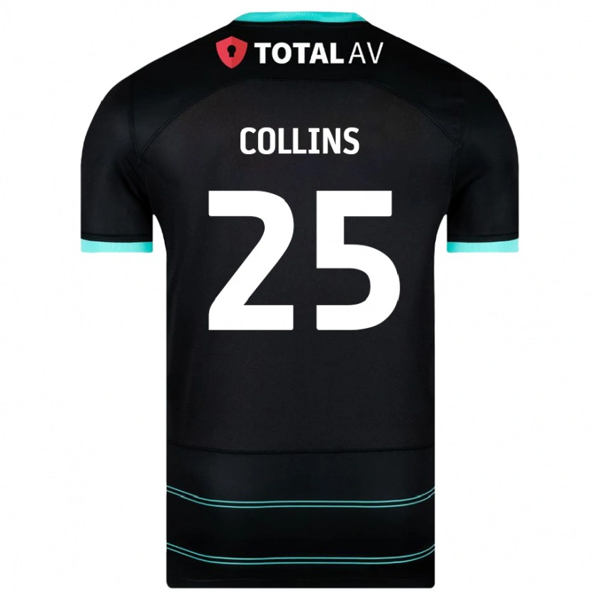 Danxen Mænd Izzy Collins #25 Sort Udebane Spillertrøjer 2024/25 Trøje T-Shirt