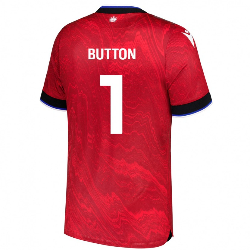 Danxen Mænd David Button #1 Rød Sort Udebane Spillertrøjer 2024/25 Trøje T-Shirt
