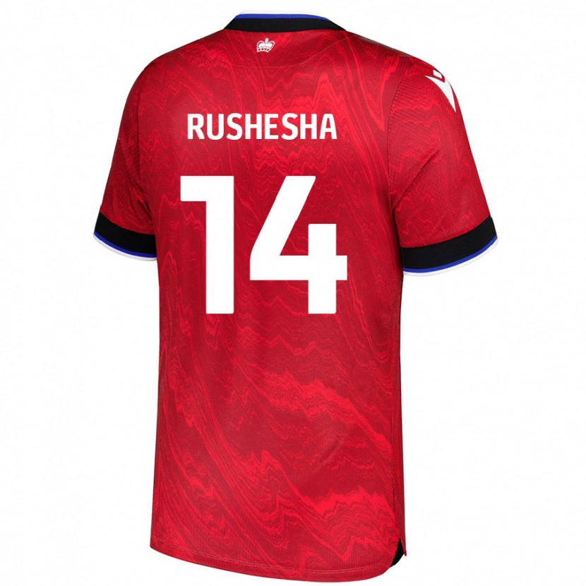 Danxen Mænd Tivonge Rushesha #14 Rød Sort Udebane Spillertrøjer 2024/25 Trøje T-Shirt
