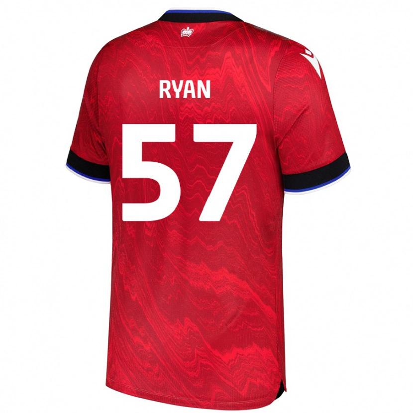 Danxen Mænd John Ryan #57 Rød Sort Udebane Spillertrøjer 2024/25 Trøje T-Shirt