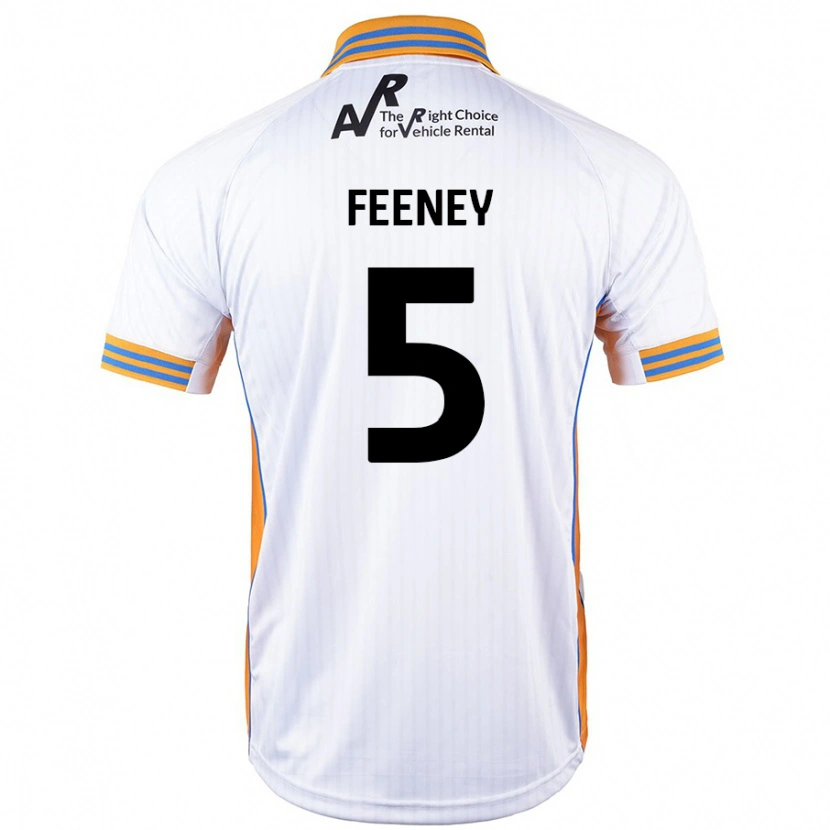 Danxen Mænd Morgan Feeney #5 Hvid Udebane Spillertrøjer 2024/25 Trøje T-Shirt
