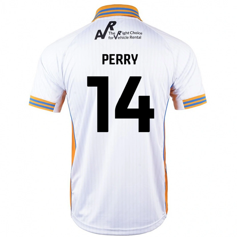 Danxen Mænd Taylor Perry #14 Hvid Udebane Spillertrøjer 2024/25 Trøje T-Shirt