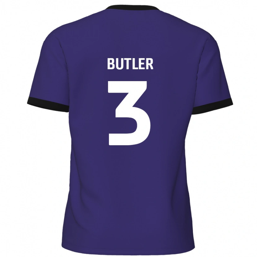 Danxen Mænd Dan Butler #3 Lilla Udebane Spillertrøjer 2024/25 Trøje T-Shirt