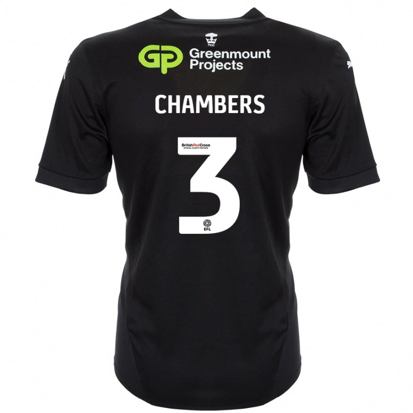 Danxen Mænd Luke Chambers #3 Sort Udebane Spillertrøjer 2024/25 Trøje T-Shirt
