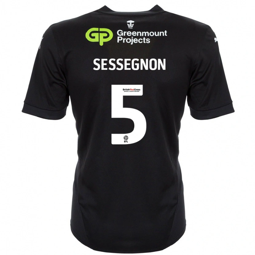 Danxen Mænd Steven Sessegnon #5 Sort Udebane Spillertrøjer 2024/25 Trøje T-Shirt