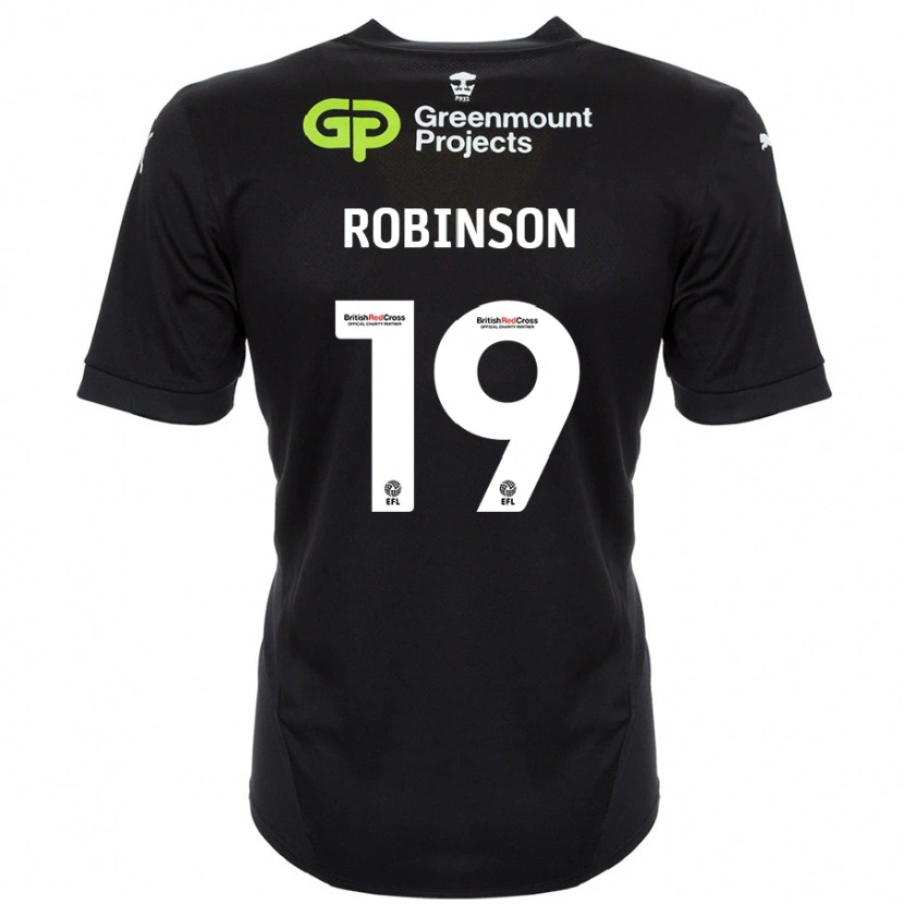 Danxen Mænd Luke Robinson #19 Sort Udebane Spillertrøjer 2024/25 Trøje T-Shirt