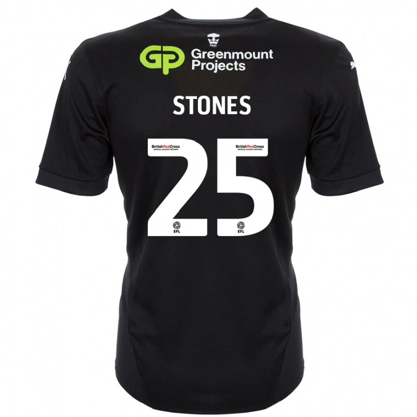Danxen Mænd Josh Stones #25 Sort Udebane Spillertrøjer 2024/25 Trøje T-Shirt