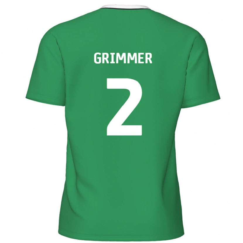 Danxen Mænd Jack Grimmer #2 Grønne Hvide Striber Udebane Spillertrøjer 2024/25 Trøje T-Shirt