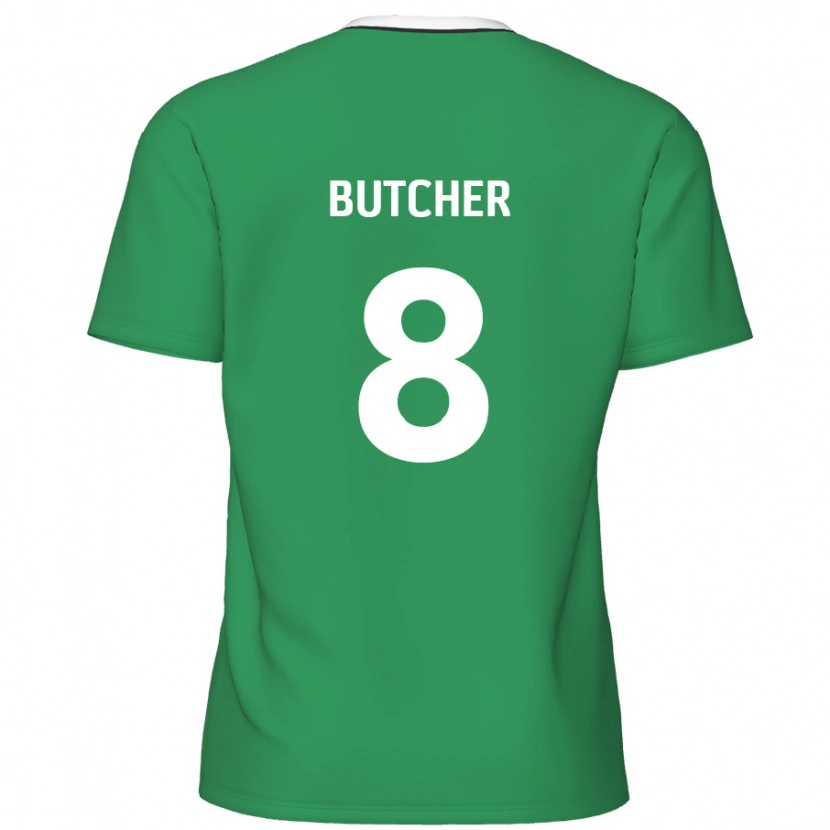 Danxen Mænd Matt Butcher #8 Grønne Hvide Striber Udebane Spillertrøjer 2024/25 Trøje T-Shirt