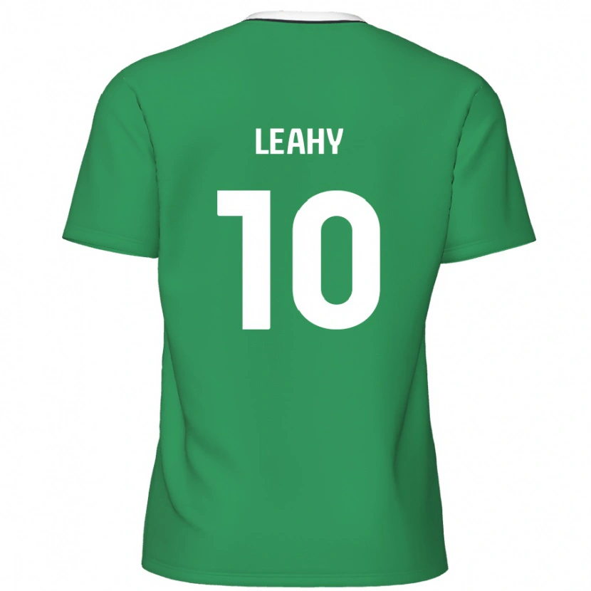 Danxen Mænd Luke Leahy #10 Grønne Hvide Striber Udebane Spillertrøjer 2024/25 Trøje T-Shirt