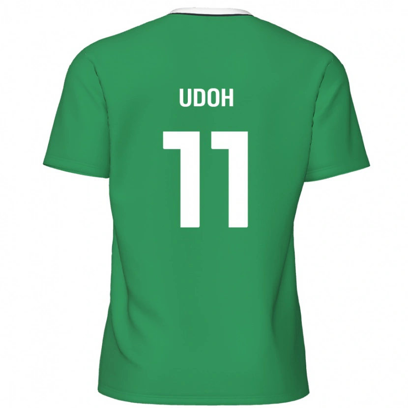 Danxen Mænd Daniel Udoh #11 Grønne Hvide Striber Udebane Spillertrøjer 2024/25 Trøje T-Shirt