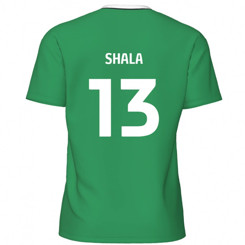 Danxen Mænd Laurence Shala #13 Grønne Hvide Striber Udebane Spillertrøjer 2024/25 Trøje T-Shirt