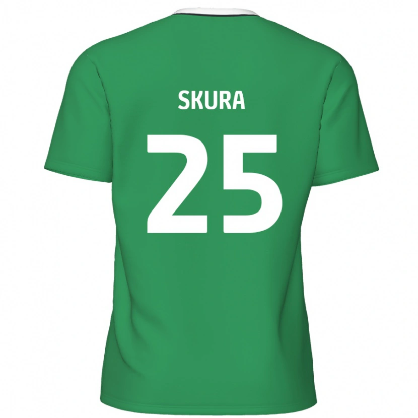 Danxen Mænd Declan Skura #25 Grønne Hvide Striber Udebane Spillertrøjer 2024/25 Trøje T-Shirt