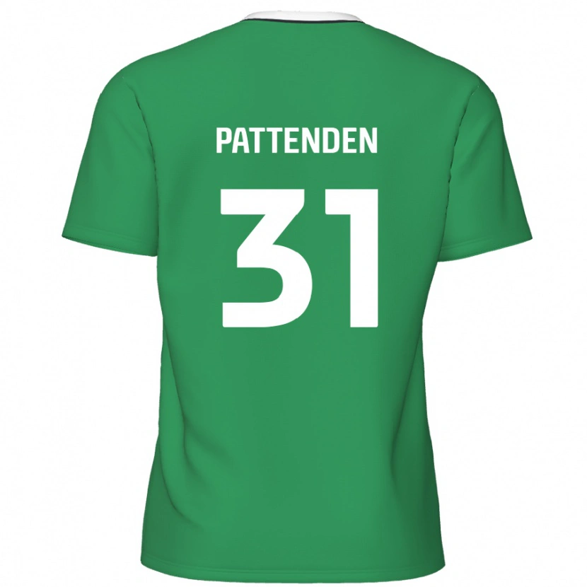 Danxen Mænd Jasper Pattenden #31 Grønne Hvide Striber Udebane Spillertrøjer 2024/25 Trøje T-Shirt