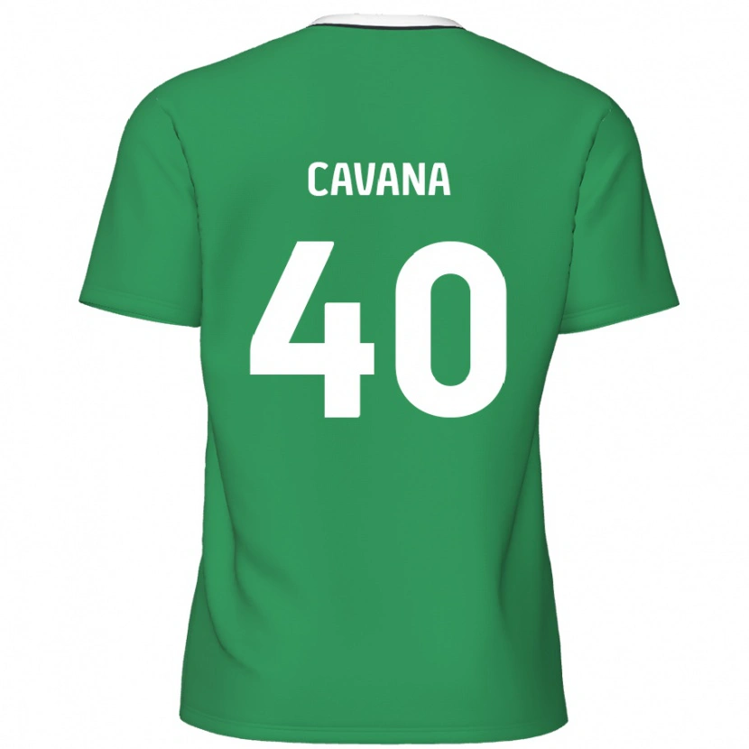 Danxen Mænd Max Cavana #40 Grønne Hvide Striber Udebane Spillertrøjer 2024/25 Trøje T-Shirt
