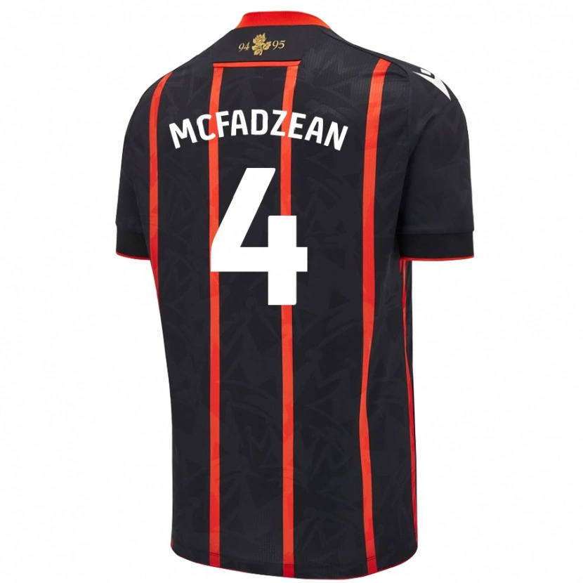 Danxen Mænd Kyle Mcfadzean #4 Sort Rød Udebane Spillertrøjer 2024/25 Trøje T-Shirt