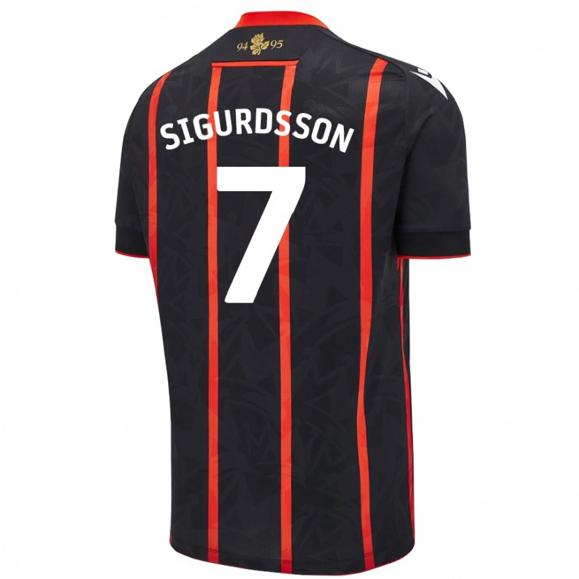 Danxen Mænd Arnór Sigurdsson #7 Sort Rød Udebane Spillertrøjer 2024/25 Trøje T-Shirt