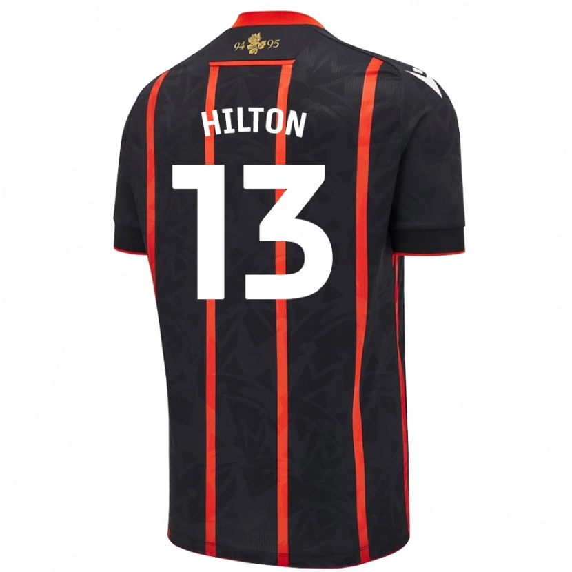 Danxen Mænd Joe Hilton #13 Sort Rød Udebane Spillertrøjer 2024/25 Trøje T-Shirt