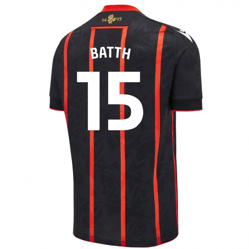 Danxen Mænd Danny Batth #15 Sort Rød Udebane Spillertrøjer 2024/25 Trøje T-Shirt