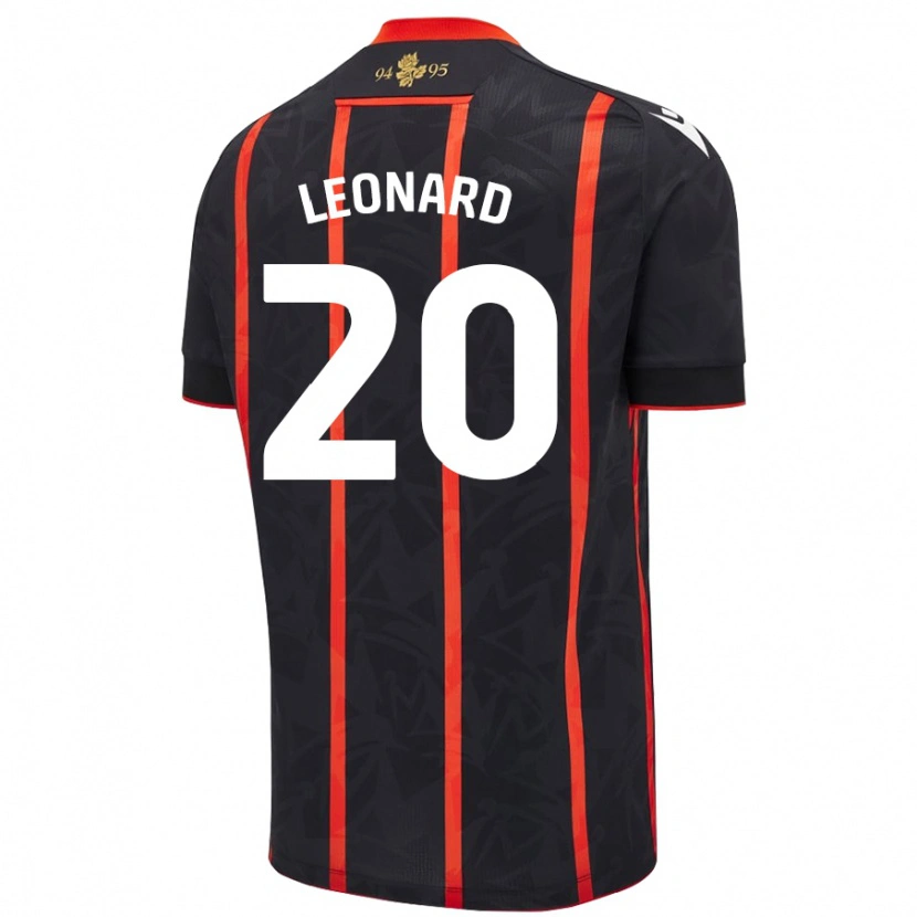 Danxen Mænd Harry Leonard #20 Sort Rød Udebane Spillertrøjer 2024/25 Trøje T-Shirt