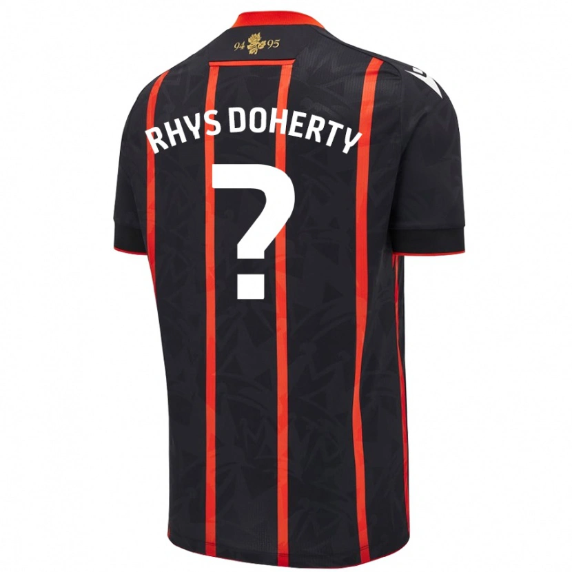 Danxen Mænd Rhys Doherty #0 Sort Rød Udebane Spillertrøjer 2024/25 Trøje T-Shirt