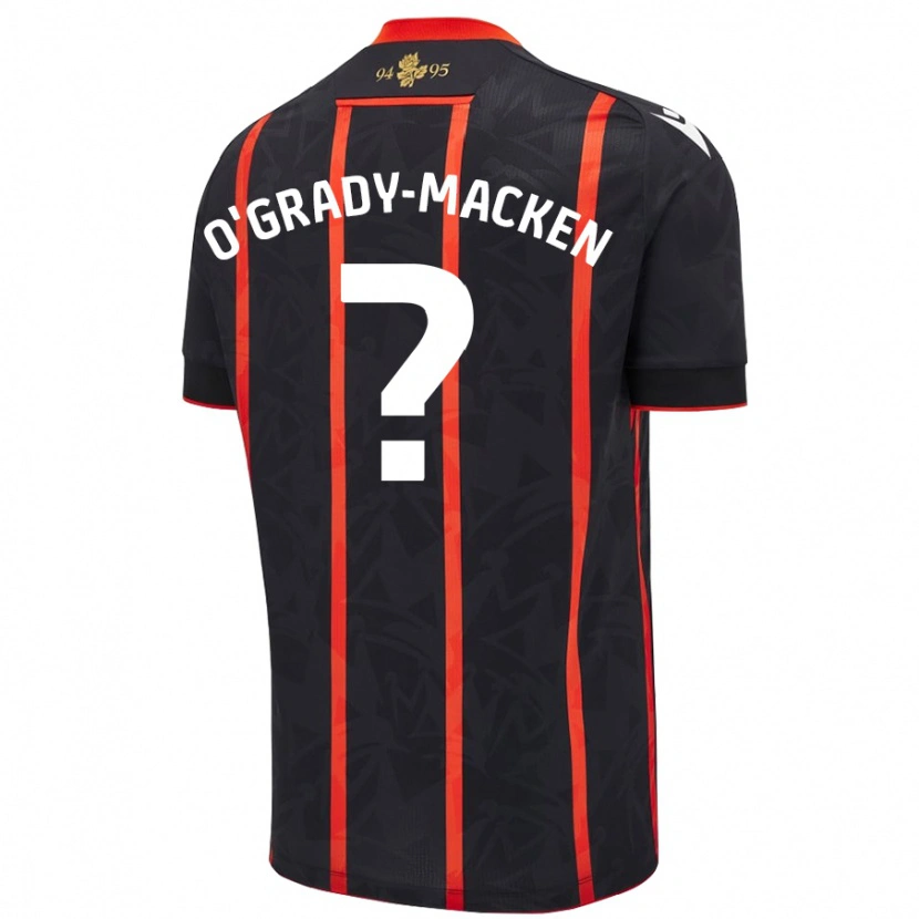 Danxen Mænd Harley O'grady-Macken #0 Sort Rød Udebane Spillertrøjer 2024/25 Trøje T-Shirt